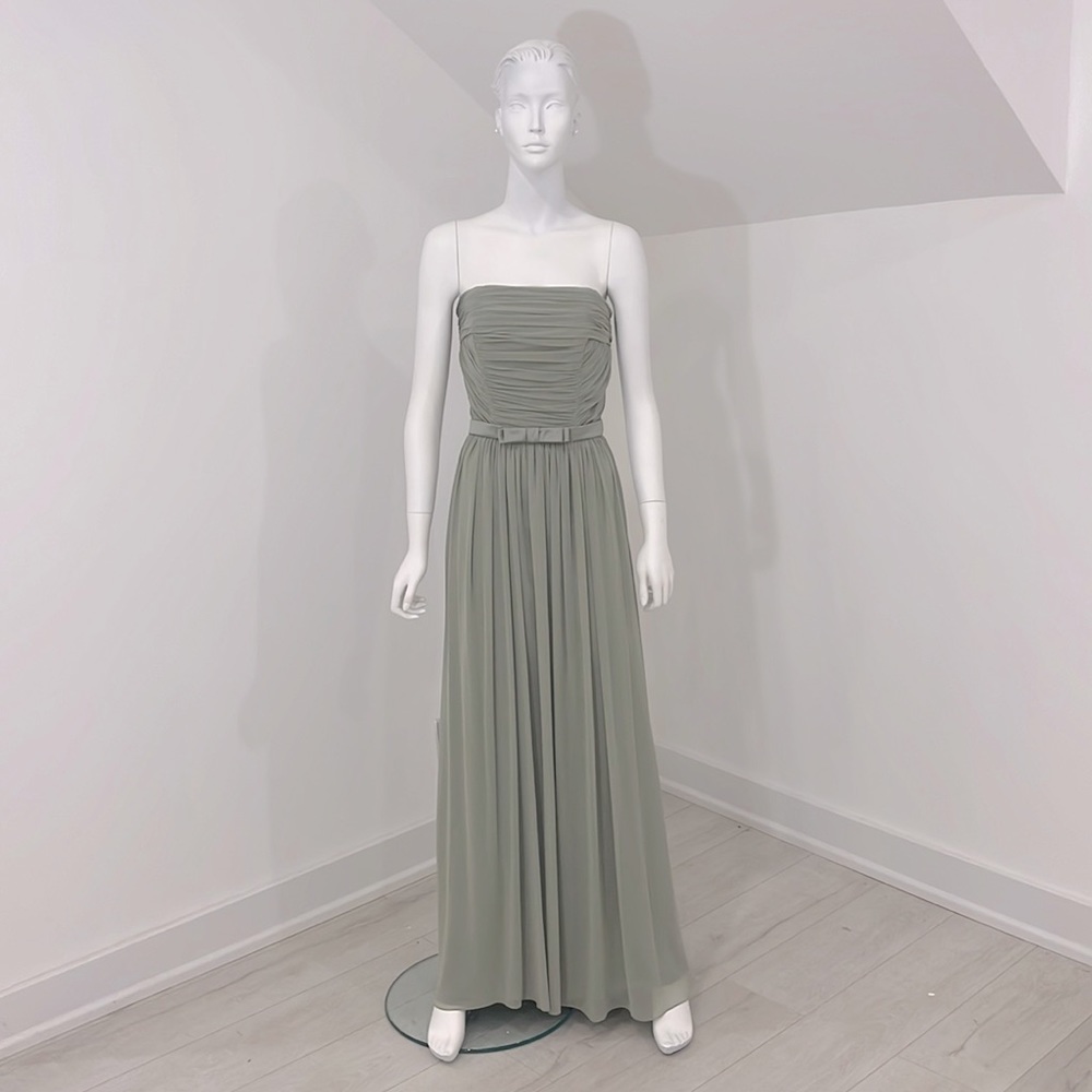 Sample Dessy bridesmaid size 10 Kiwi green Lux chiffon- Pristine